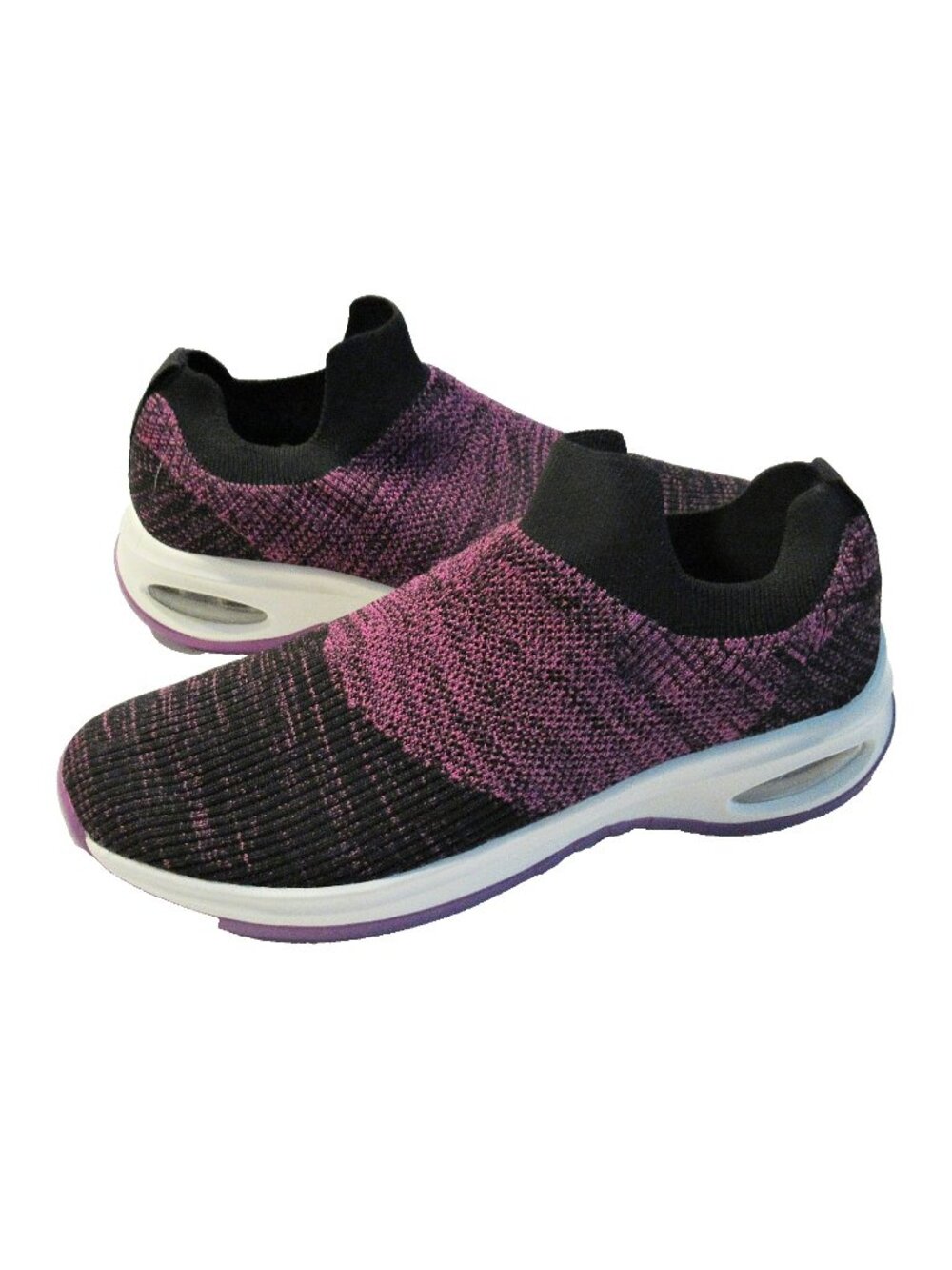 Hyper Purple Gray Heather Comfy Memory Foam Sneakers Size 9.5 Slip On Shoes